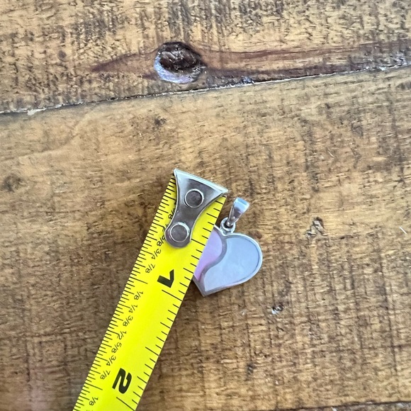 Cute Heart Silver Charm Pink White Color Block - Picture 4 of 8